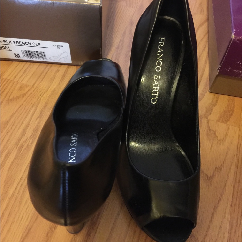 Franco Sarto Black Peep Toe Pumps